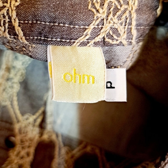 Ohm Brown Taupe Embroidered Boho Wide Straight Leg Trouser Pants‎ - Picture 6 of 8